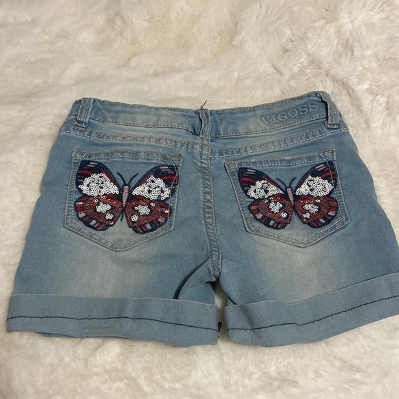 Girls Denim Shorts with sequin butterflies - Picture 2 of 3
